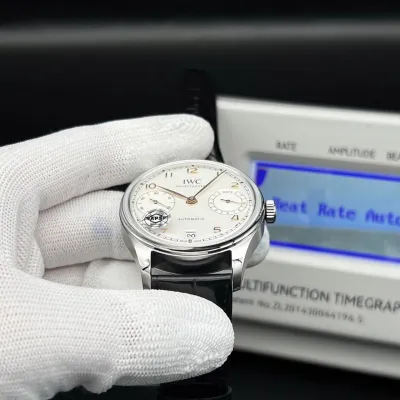 IWC Portuguese 7-Day Automatic Steel 42.3mm Ref. IW500705 – Luxury Stainless Steel Timepiece Showcasing A Classic Silver Dial, Premium Black Leather Strap, And A Perfectly Balanced 42.3mm Case. Renowned For Its 7-Day Automatic Power Reserve. Swiss 1:1 Grade Quality. (Pre-Order)_img_6
