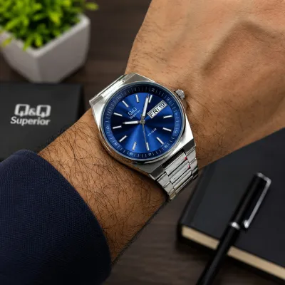 Q&Q Superior Day Date Stainless Steel Silver Chain Watch S396J212Y_img_4