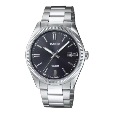 Casio Enticer Date Silver Chain Watch MTP-1302D-1A1VDF(Black)_img_0
