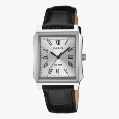 Casio MTP-B190L Men’s Tank Watch Leather Strap (Silver Sunburst)_img_0