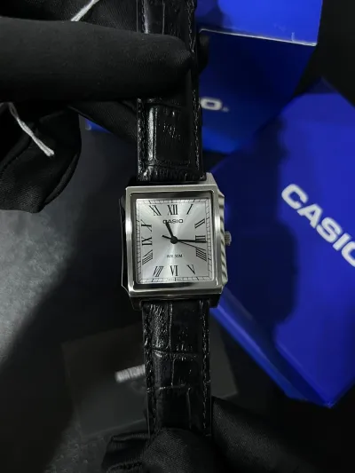 Casio MTP-B190L Men’s Tank Watch Leather Strap (Silver Sunburst)_img_3