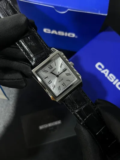 Casio MTP-B190L Men’s Tank Watch Leather Strap (Silver Sunburst)_img_2