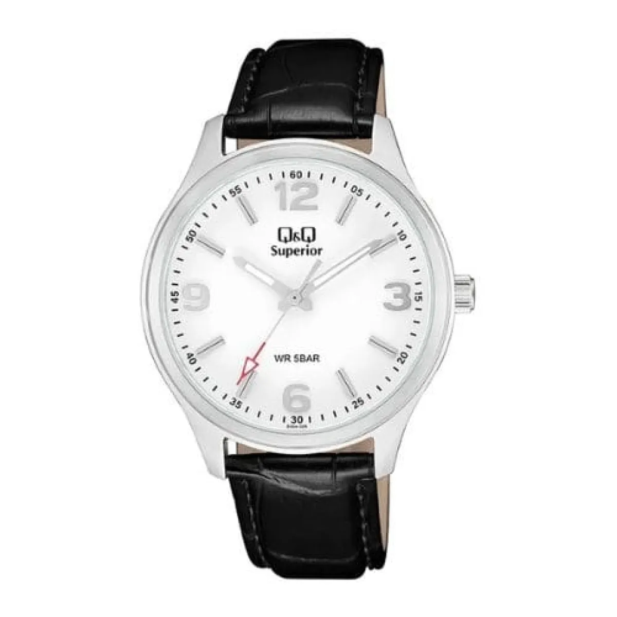 Q&Q Superior S00A-006VY Black Leather Strap Men’s Watch