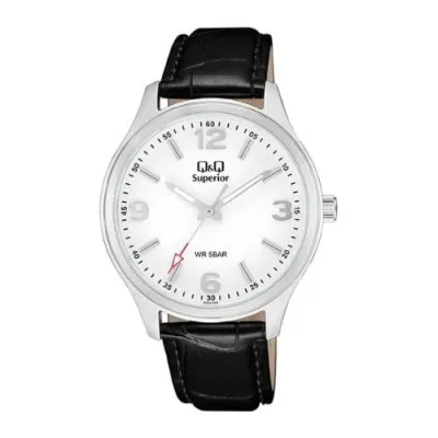 Q&Q Superior S00A-006VY Black Leather Strap Men’s Watch_img_0
