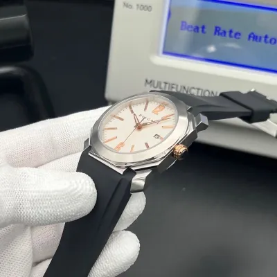 BVLGARI Octo Roma 41mm With A Stainless Steel Case, White Dial, And Black Rubber Strap Swiss 1:1 Grade (pre-order)_img_1