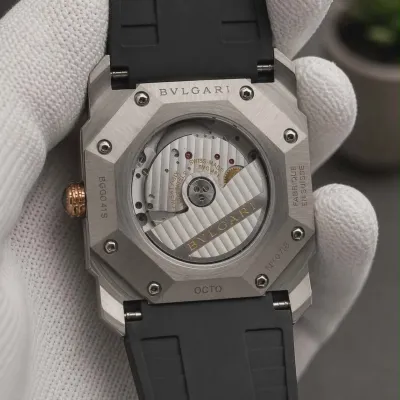 BVLGARI Octo Roma 41mm With A Stainless Steel Case, White Dial, And Black Rubber Strap Swiss 1:1 Grade (pre-order)_img_9