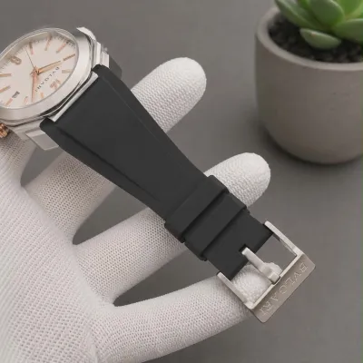 BVLGARI Octo Roma 41mm With A Stainless Steel Case, White Dial, And Black Rubber Strap Swiss 1:1 Grade (pre-order)_img_8