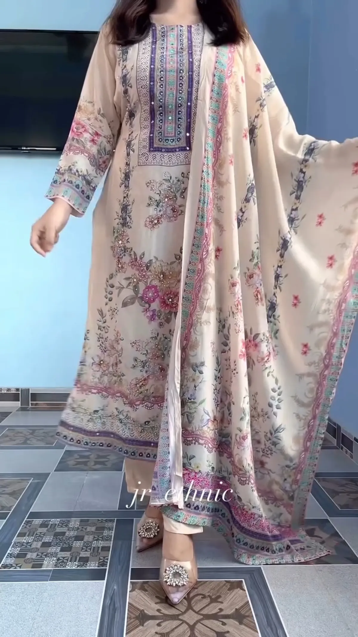 রেডিমেড ডিজিটাল প্রিন্ট থ্রি পিস - Image 6