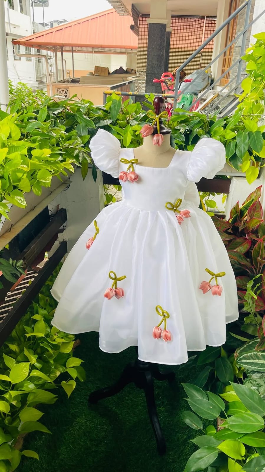 White Tulip Blossom Baby Girl Party Dress