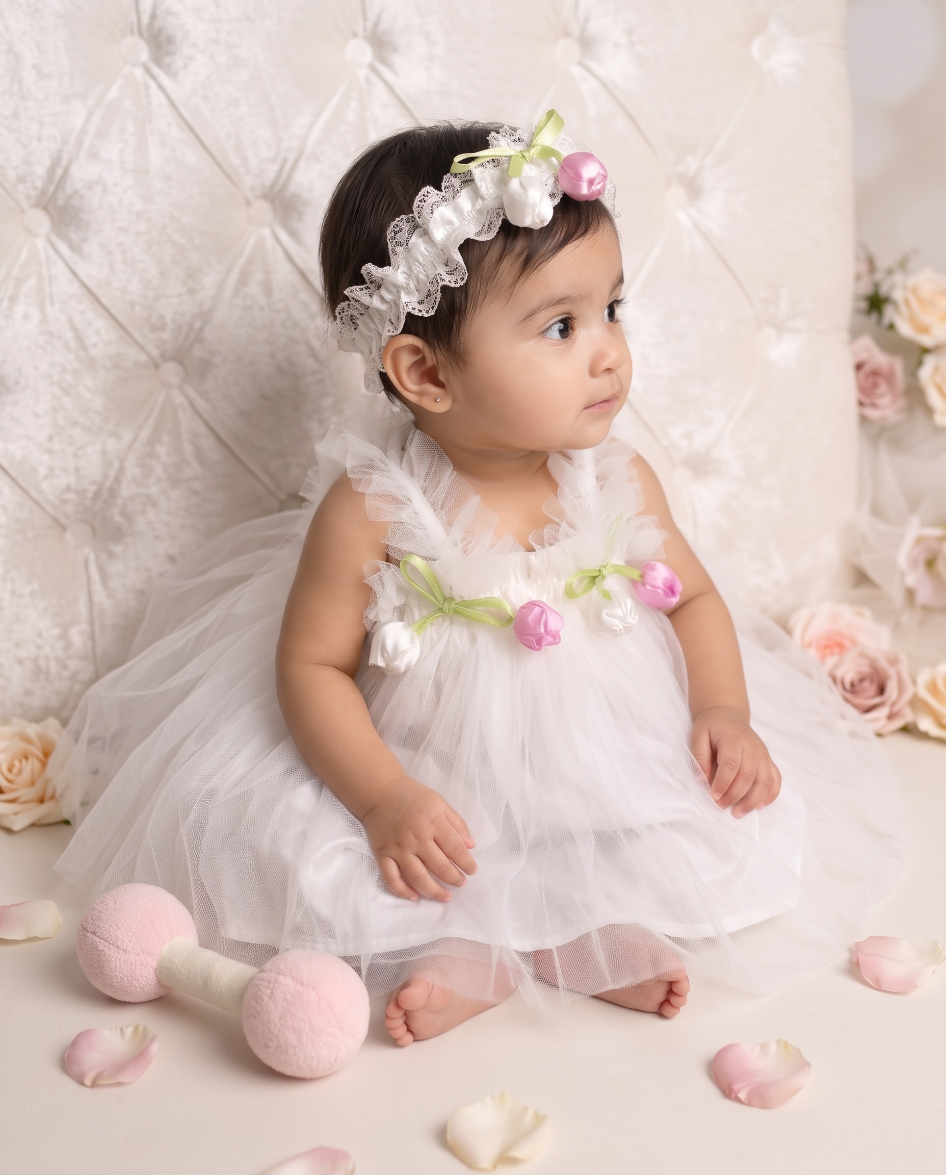 White Floral Baby Girl Dress | Cute Fairy Party Dress for 0–12 Months