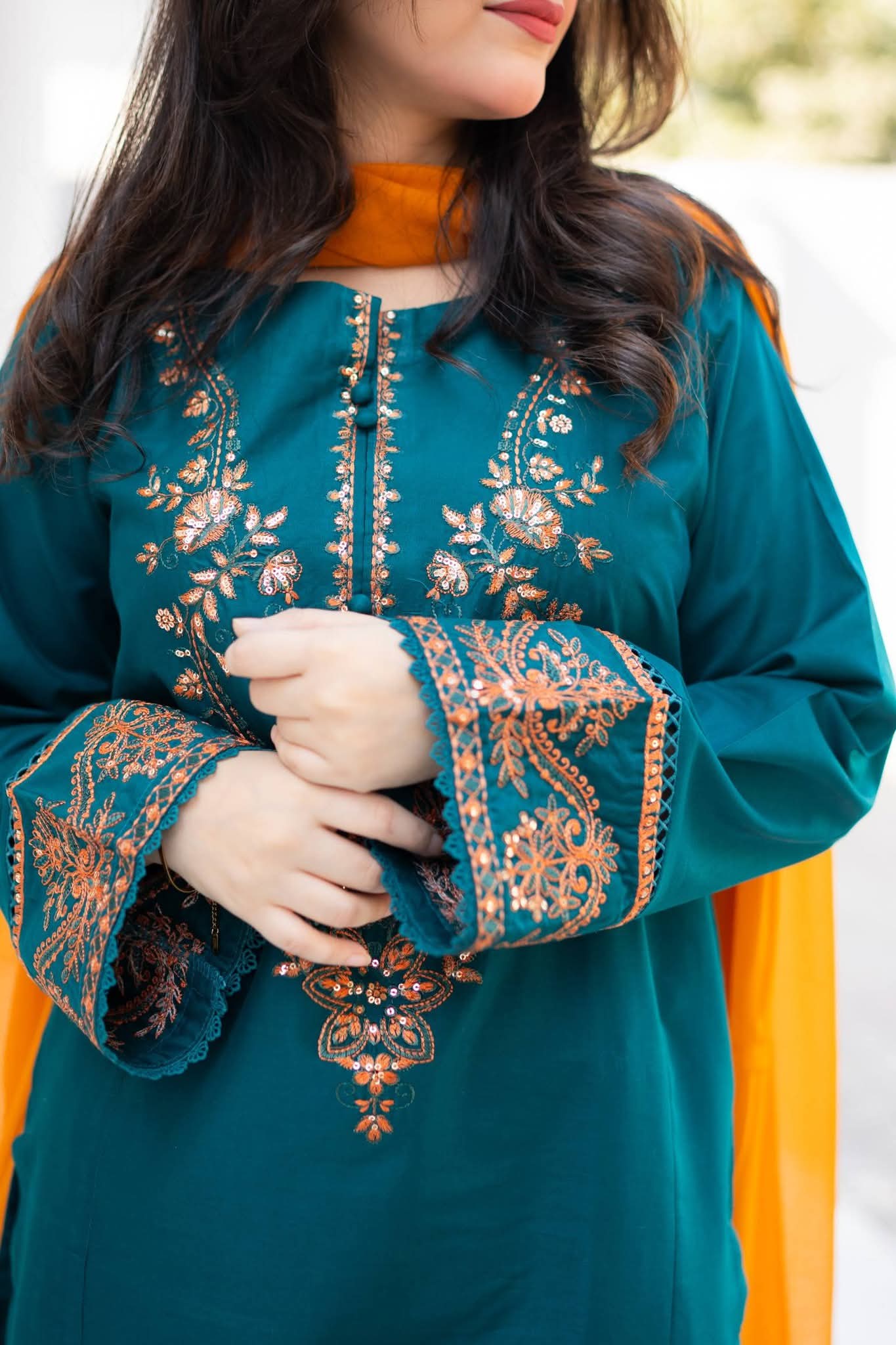 Teal Embroidered Suit - Image 5