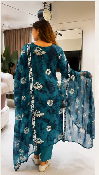 বাটিক প্রিন্ট কটন থ্রি-পিস সেট - Image 4