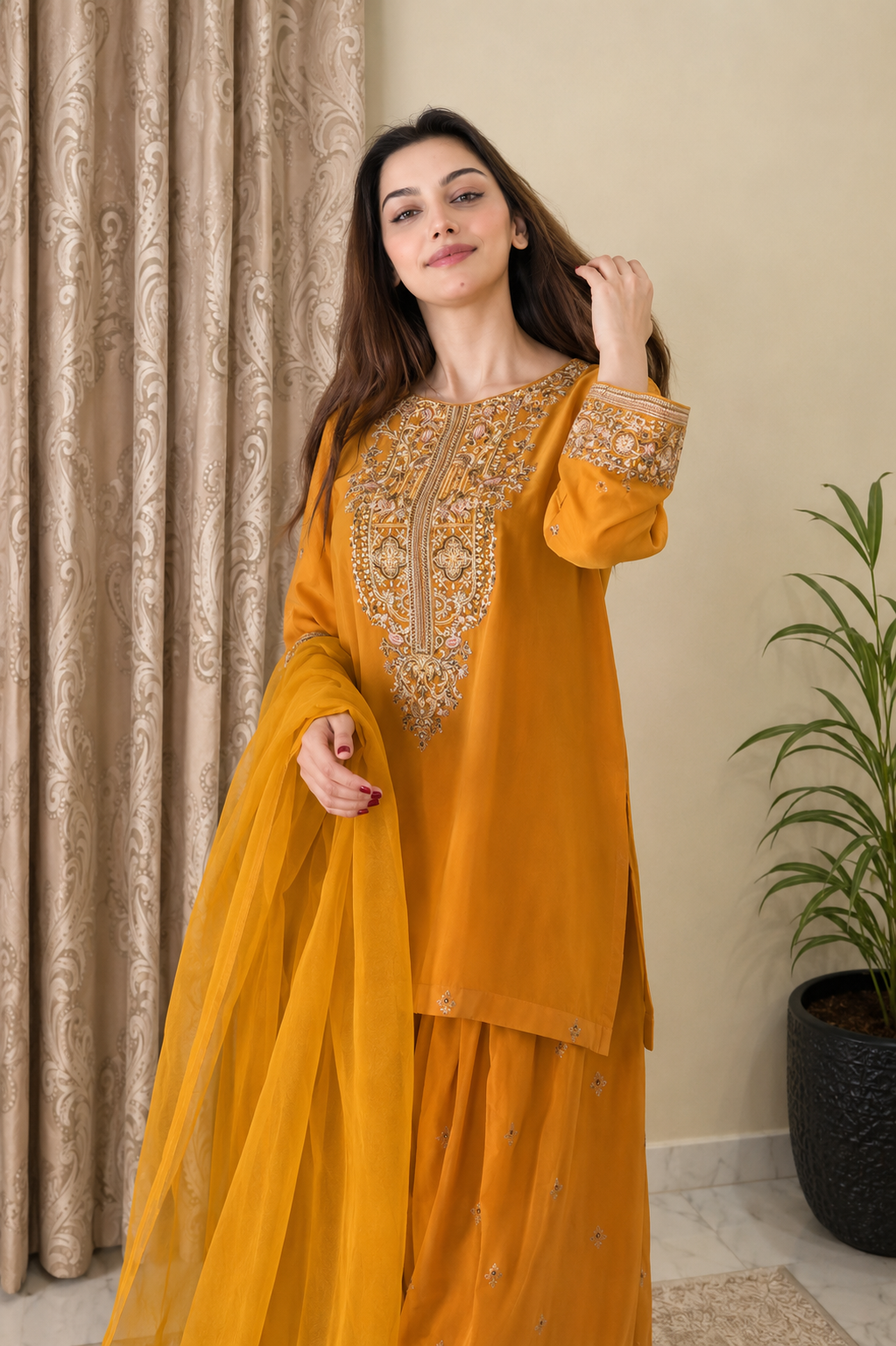 Georgette Embroidery Work Three Piece Set - Image 3