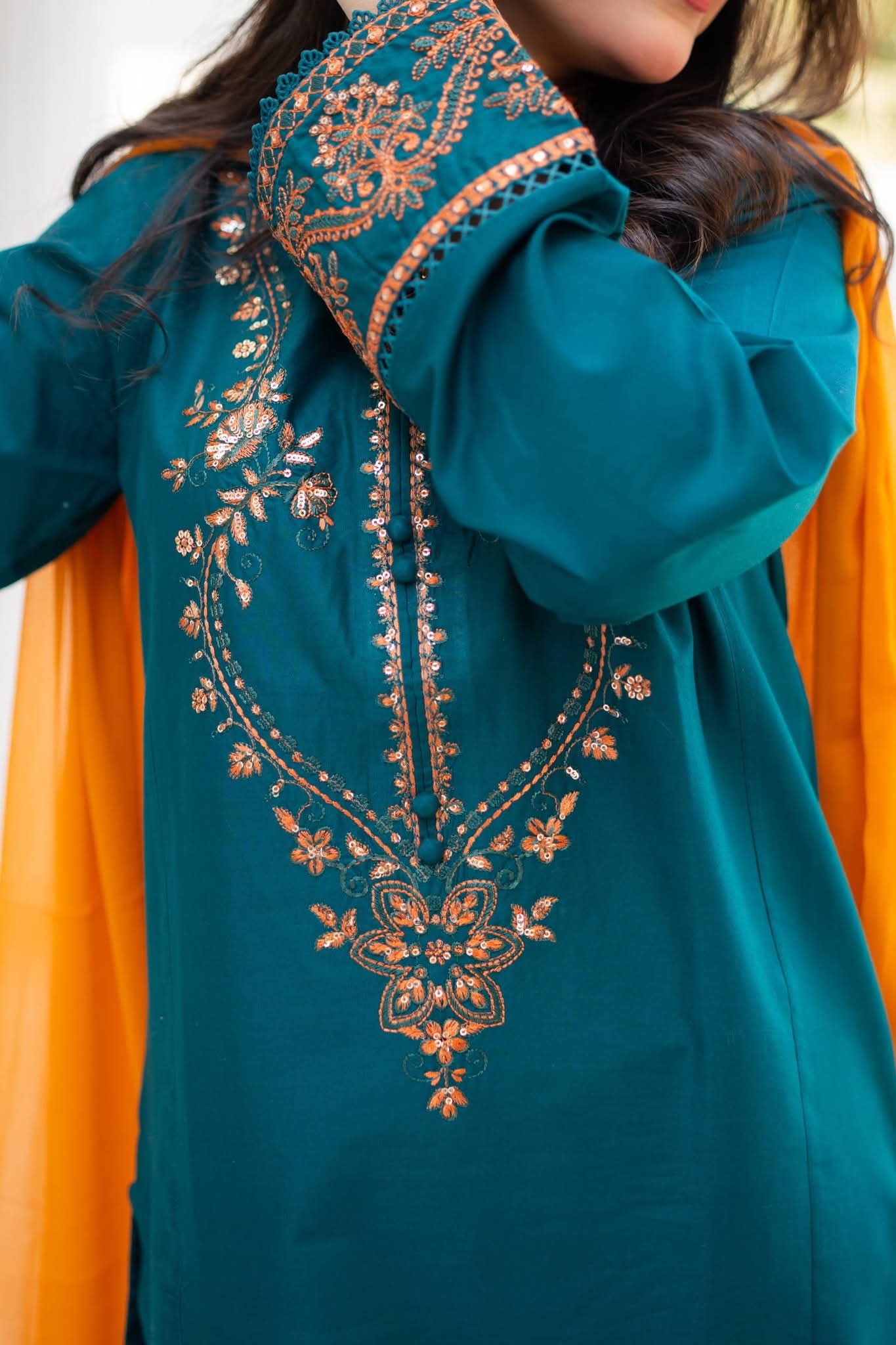 Teal Embroidered Suit - Image 3