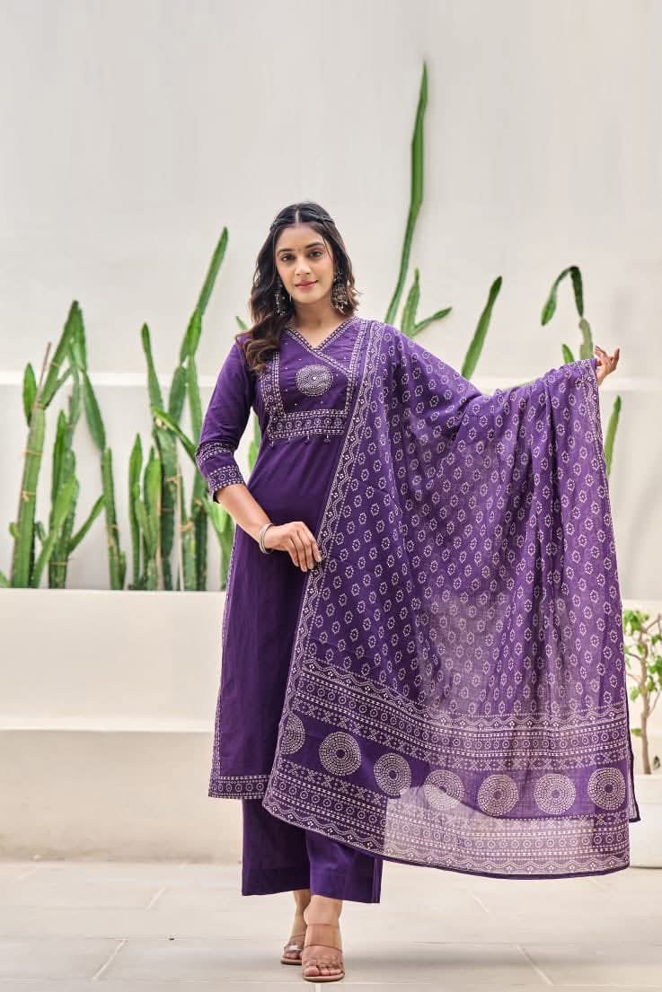 Premium Cotton (Suti) Three Piece Setđŋ - Image 1