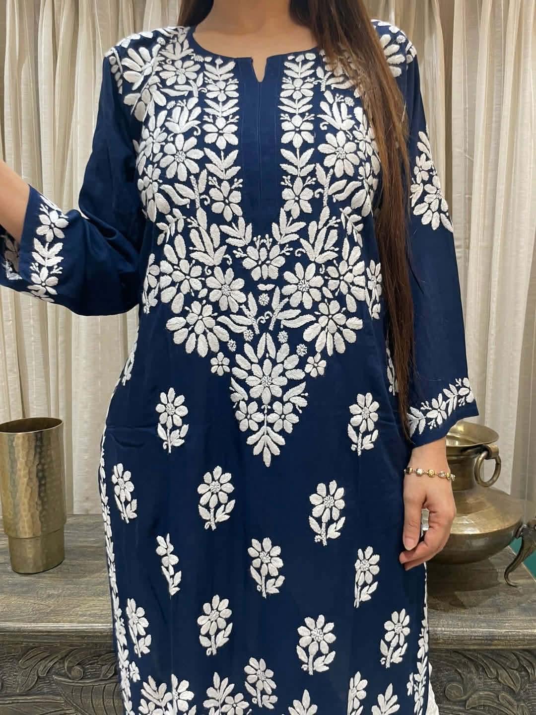 Navy-Blue Lakhno Two Piece Set - Image 2