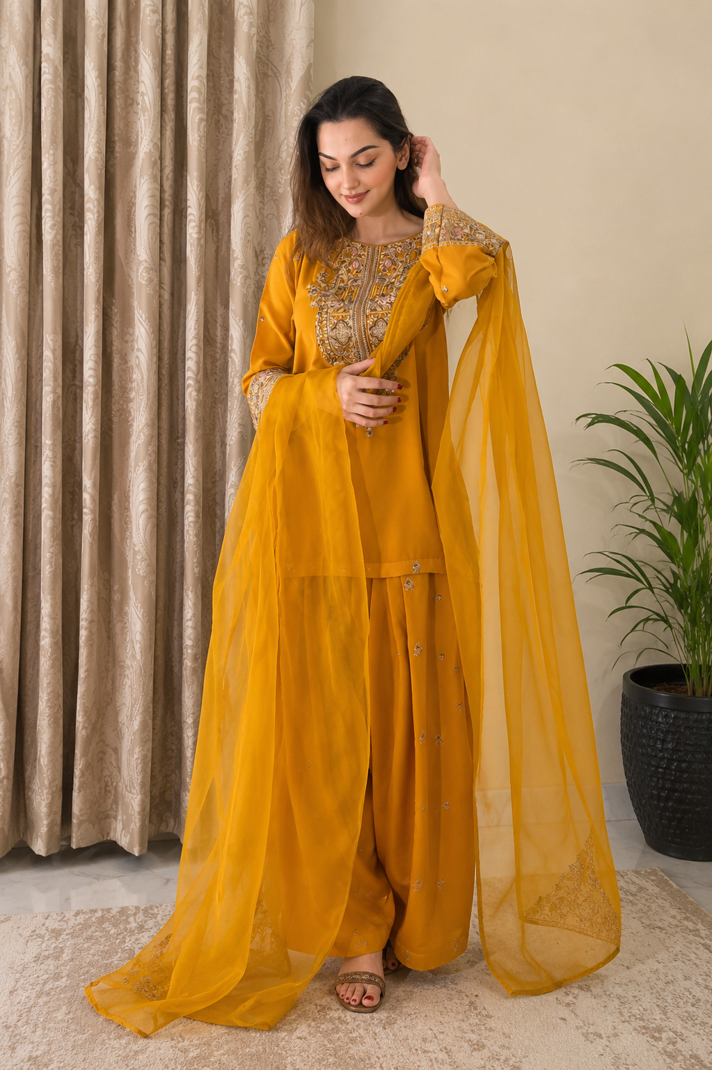 Georgette Embroidery Work Three Piece Set - Image 4
