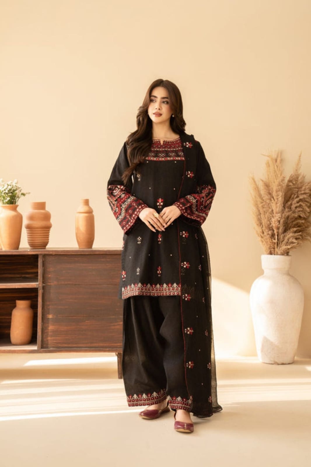 Premium Black Farshi Three Piece Set - Image 2