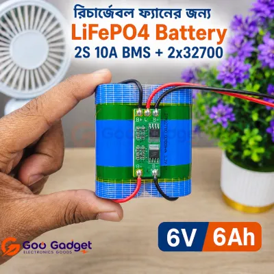6V 6Ah LiFePO4 Battery Pack 32700 Cells 2S with 10A BMS for Rechargeable Fan_img_0