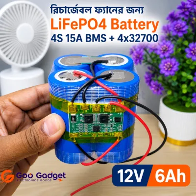 12V 6Ah LiFePO4 Battery Pack 4S 32700 Cells with 15A BMS for Rechargeable Fan & Backup Use_img_0