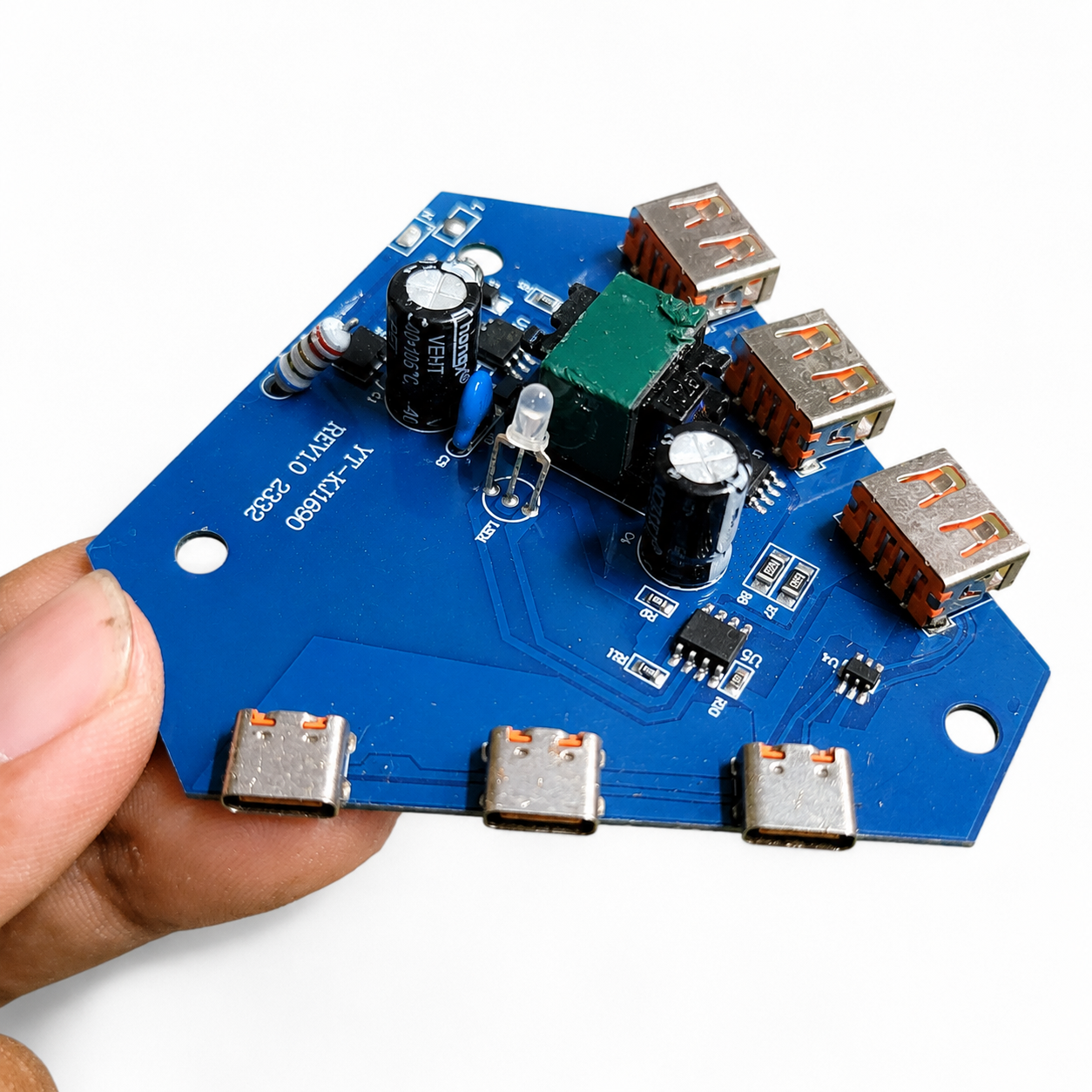 220V AC to 5V DC SMPS Power Supply Module with 3 USB and 3 Type-C Output Ports