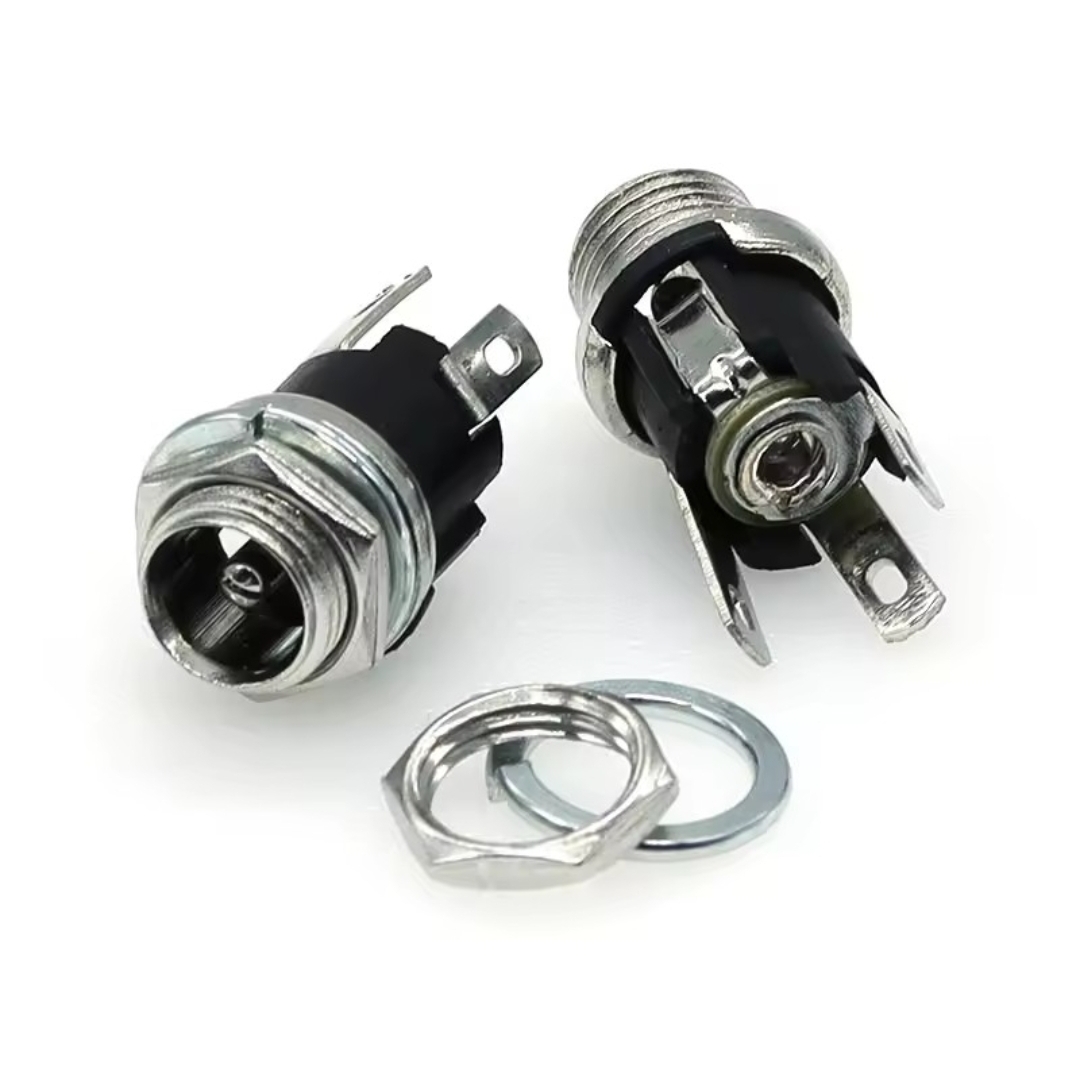 DC Power Female Panel Mount Jack Socket Connector (5.5×2.1mm) with Nut