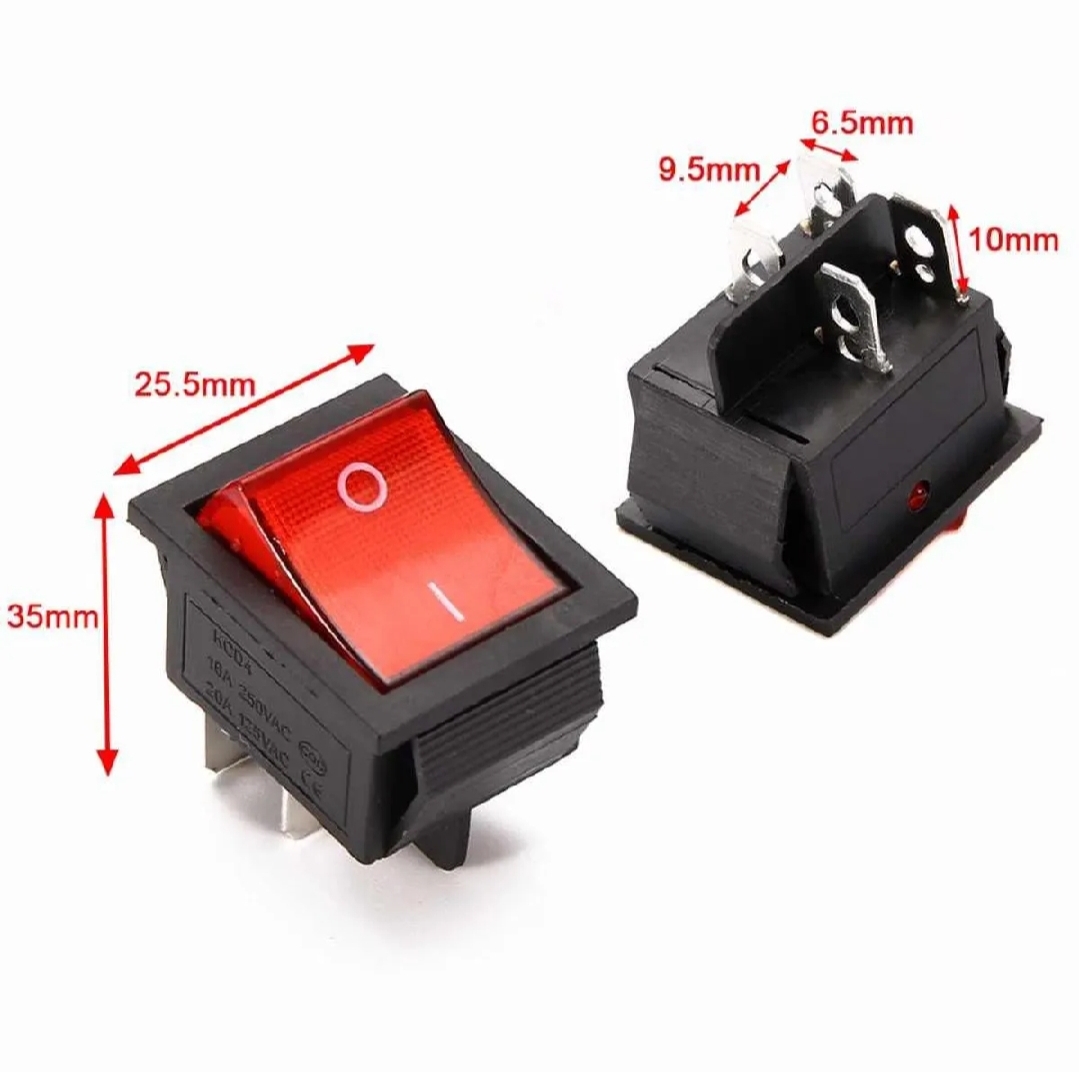 1Pcs ON-OFF 4 Pin Rocker Switch 16A/20A AC 250V/125V with Indicator Light