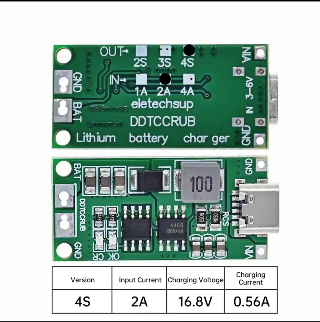 4S 2A Type-C Lithium Battery Charger Module 16.8V Charging Board