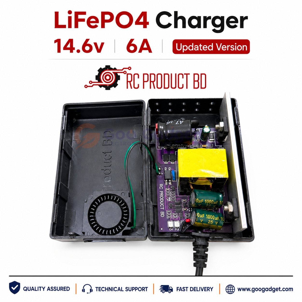 14.6V 6A LiFePO4 Battery Charger | 70W High-Speed Fast Charger | Built-in Cooling Fan_img_0