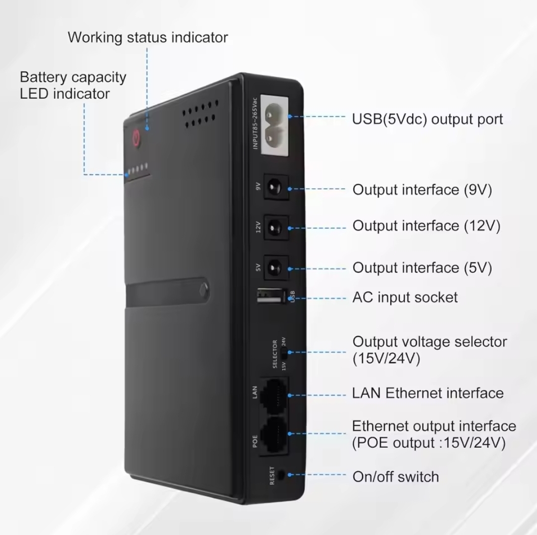 Mini Portable UPS 5V 9V 12V for WiFi Router CCTV Camera without Battery_img_5