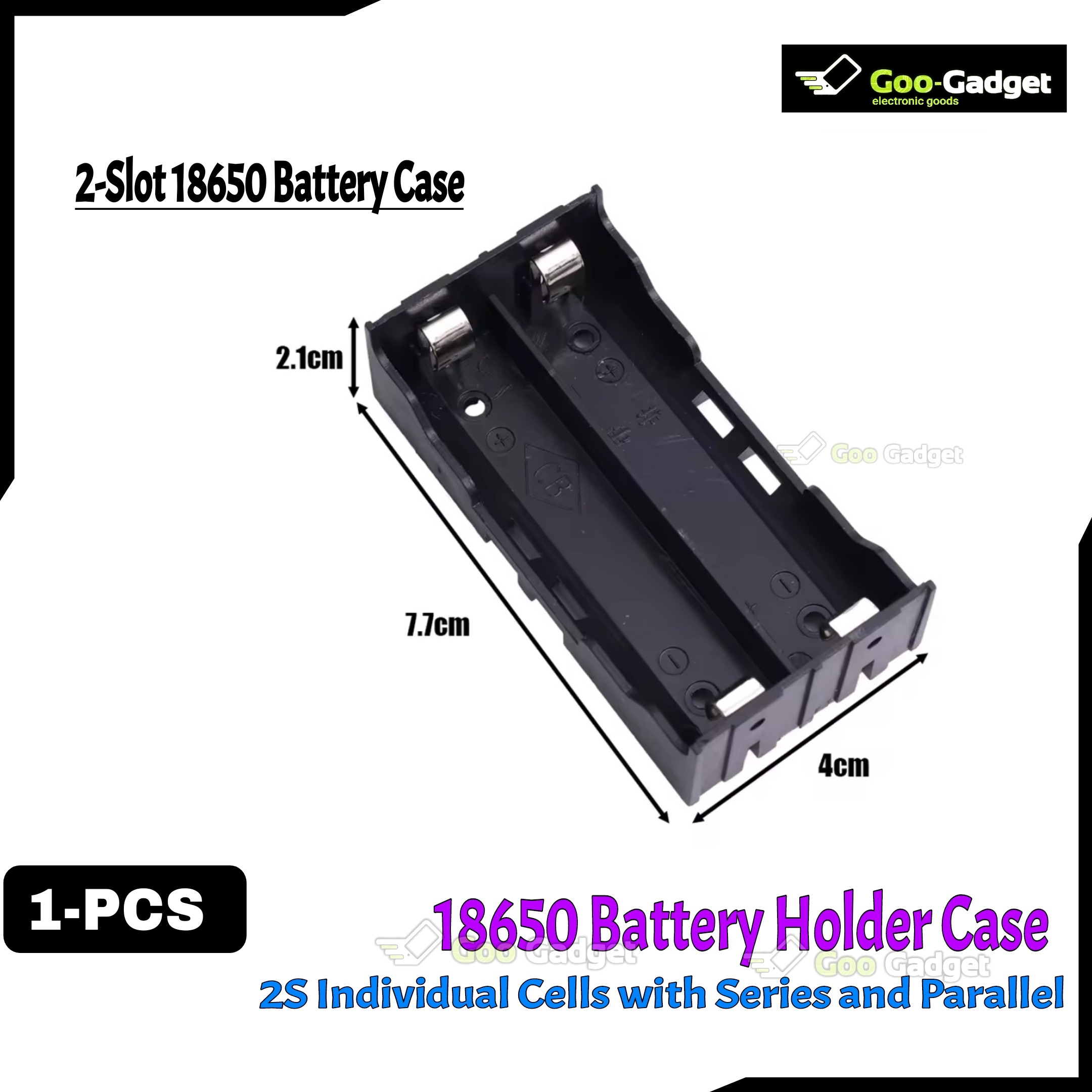 2x Holder 18650 Battery Holder For Individual Cells | Series And Parallel Open Line | PCB Mountable