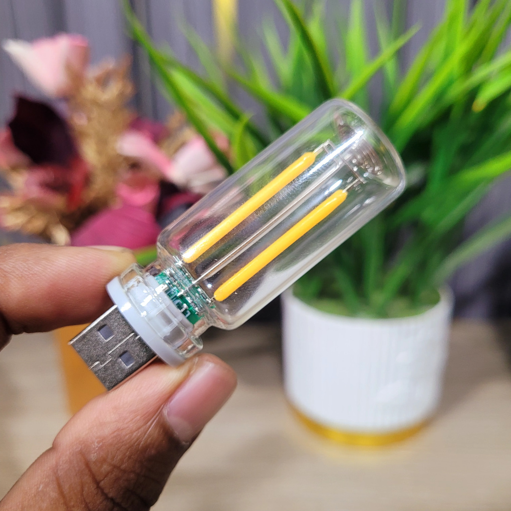 USB Flame Effect LED Glass Bottle Night Light Warm White Touch Sensor Decorative Lamp