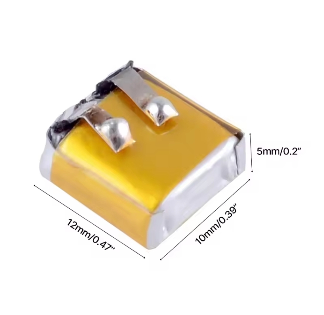 3.7V 40mAh Lithium Polymer LiPo Rechargeable Battery 12x10x5mm