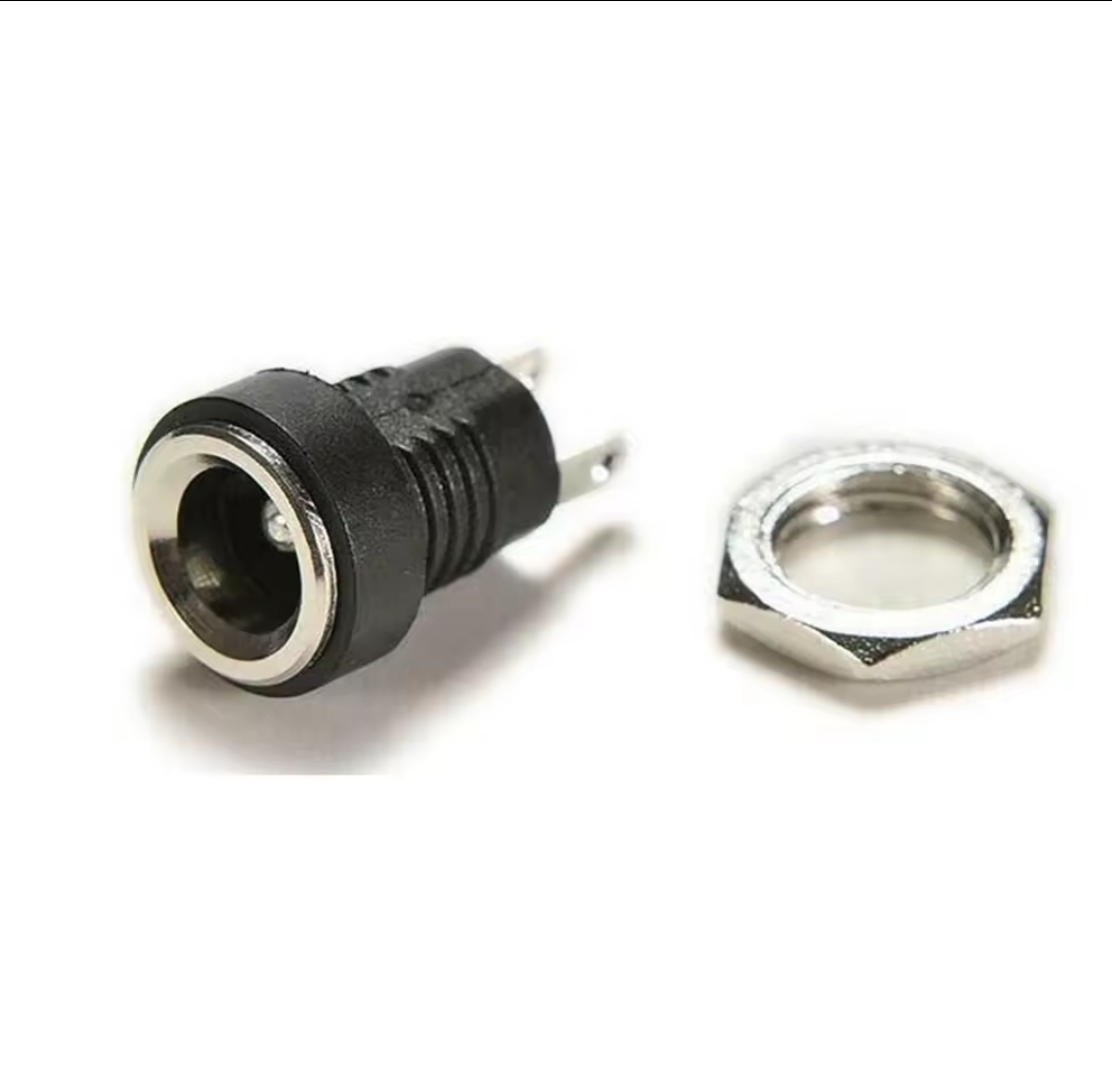 DC Female Panel Mount Power Jack Socket Connector (5.5mm × 2.1mm)