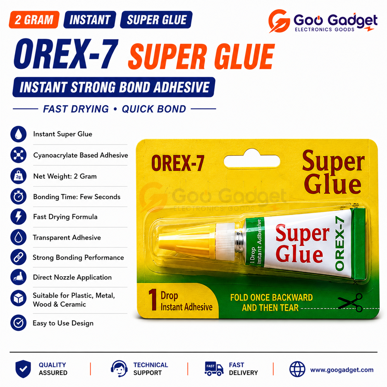 OREX-7 Super Glue 2 Gram Instant Strong Bond Adhesive