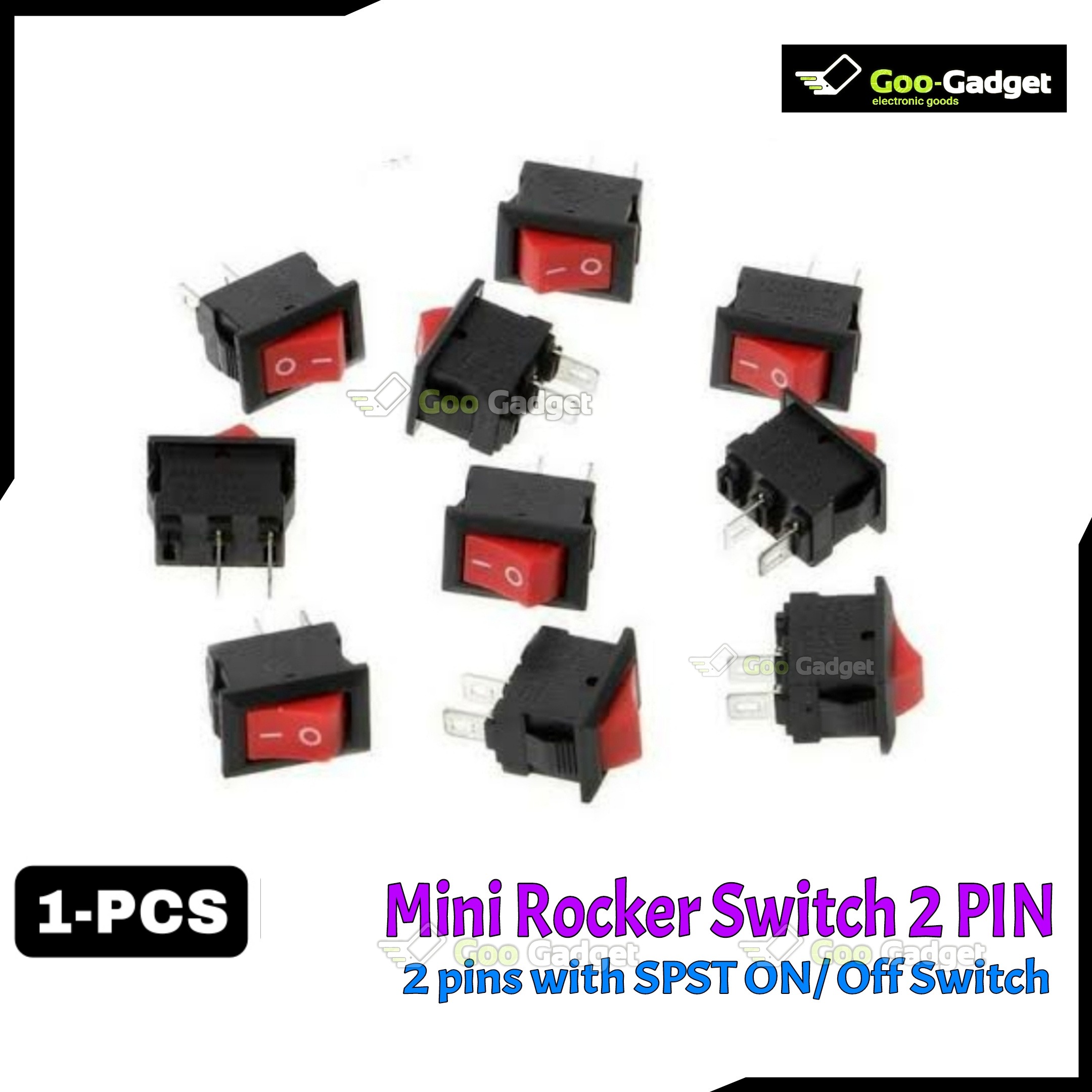 Mini Rocker Switch | 2-Pin ON-OFF SPST | 125VAC 6A / 250VAC 3A | Red KCD117S_img_1