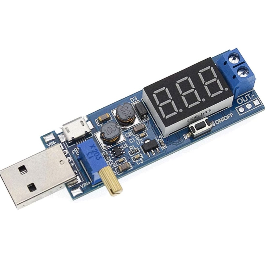 USB Buck Boost Converter 5V to 1.2V–24V Adjustable Step Up Down Module (Type-B+ USB)