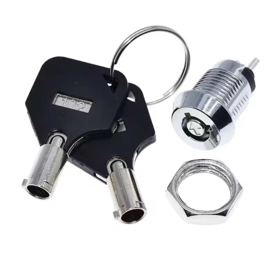 12mm Key Switch Lock 102 Double Side Pull Out Switch Lock with 2 Keys & Nut