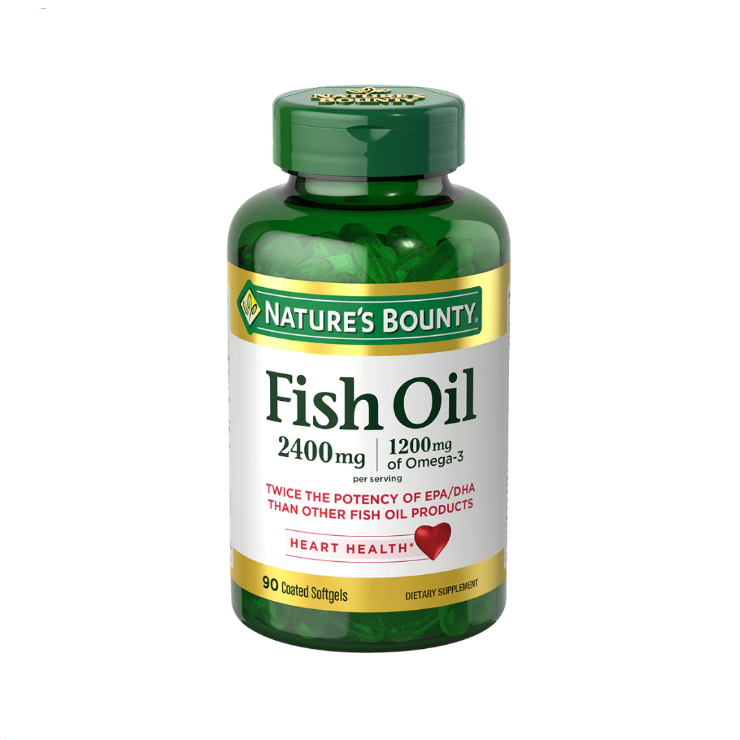 Nature’s Bounty Fish Oil 2400 mg 90 Coated Softgels - Made in USA
