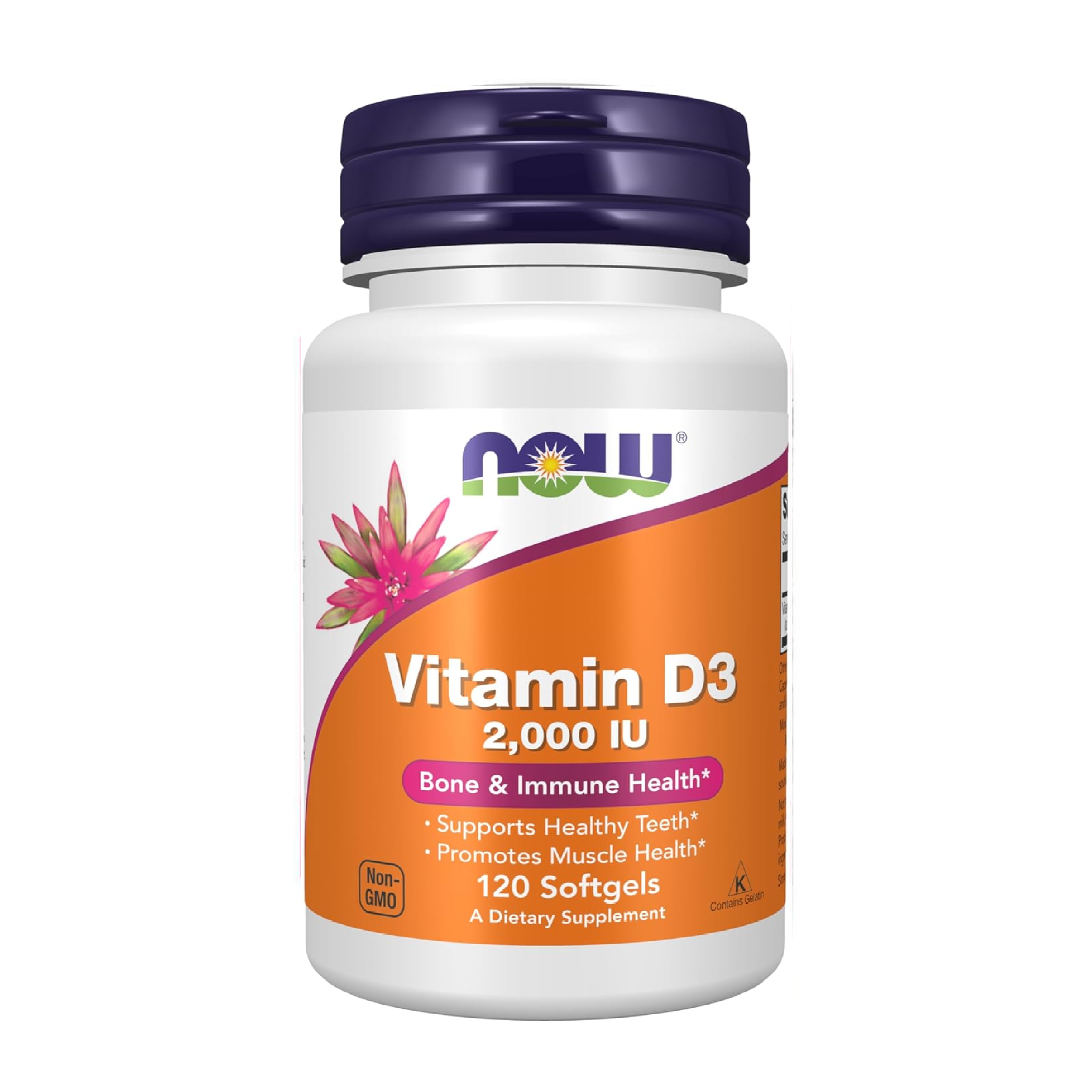 NOW Vitamin D-3 2000 IU High Potency - 120 Softgels - Made in USA