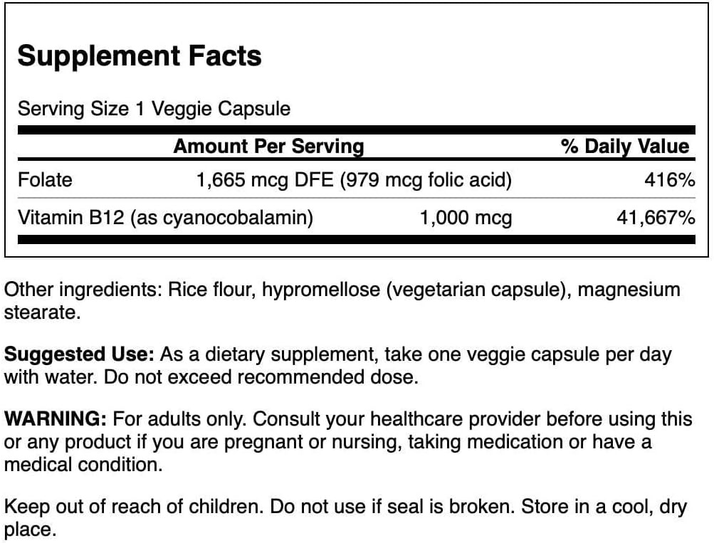 Swanson Folic Acid & Vitamin B-12 - 30 Capsules - Made in USA_img_2