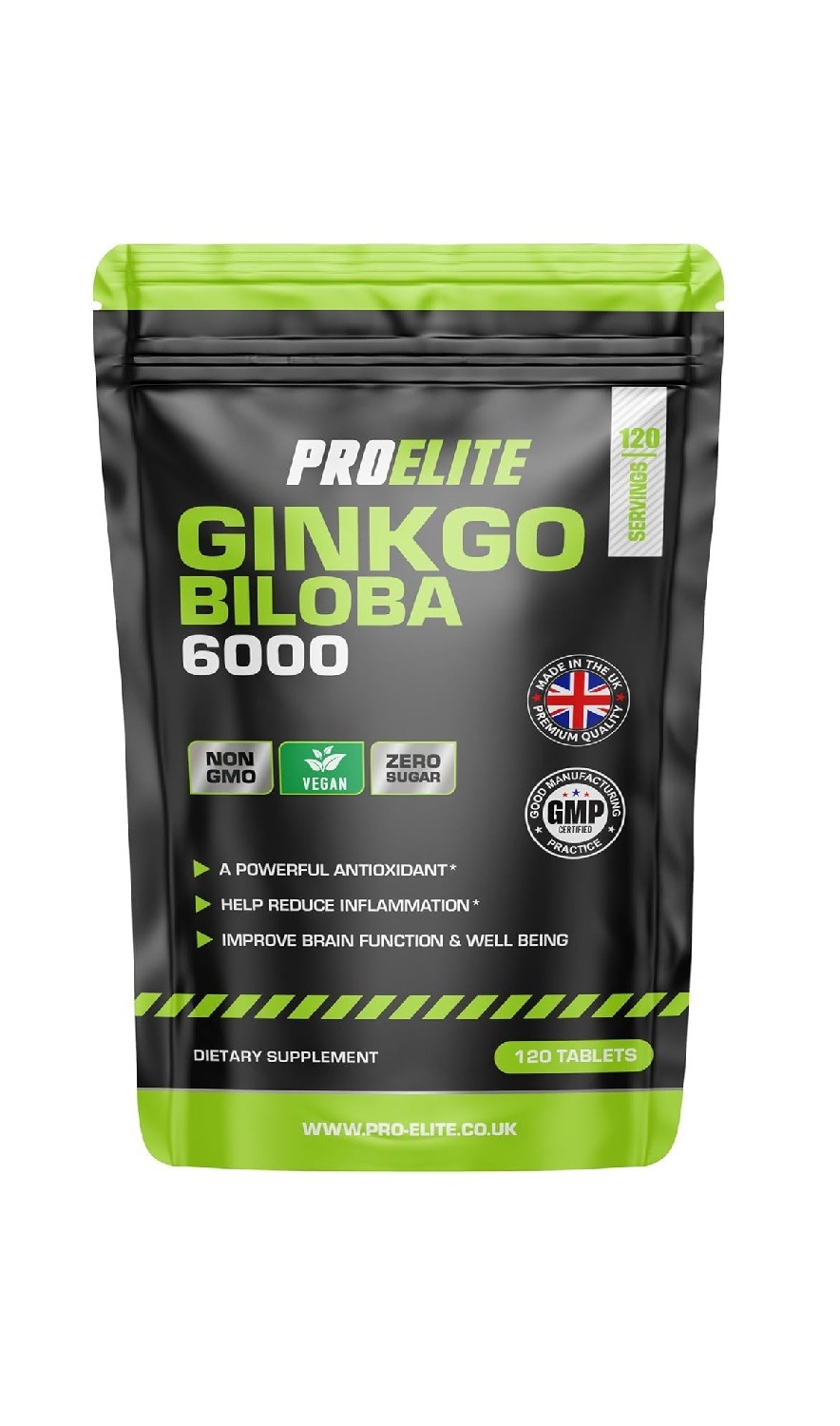 PROELITE Ginkgo Biloba 6000mg - 120 High Strength Vegan Tablets - Made in UK