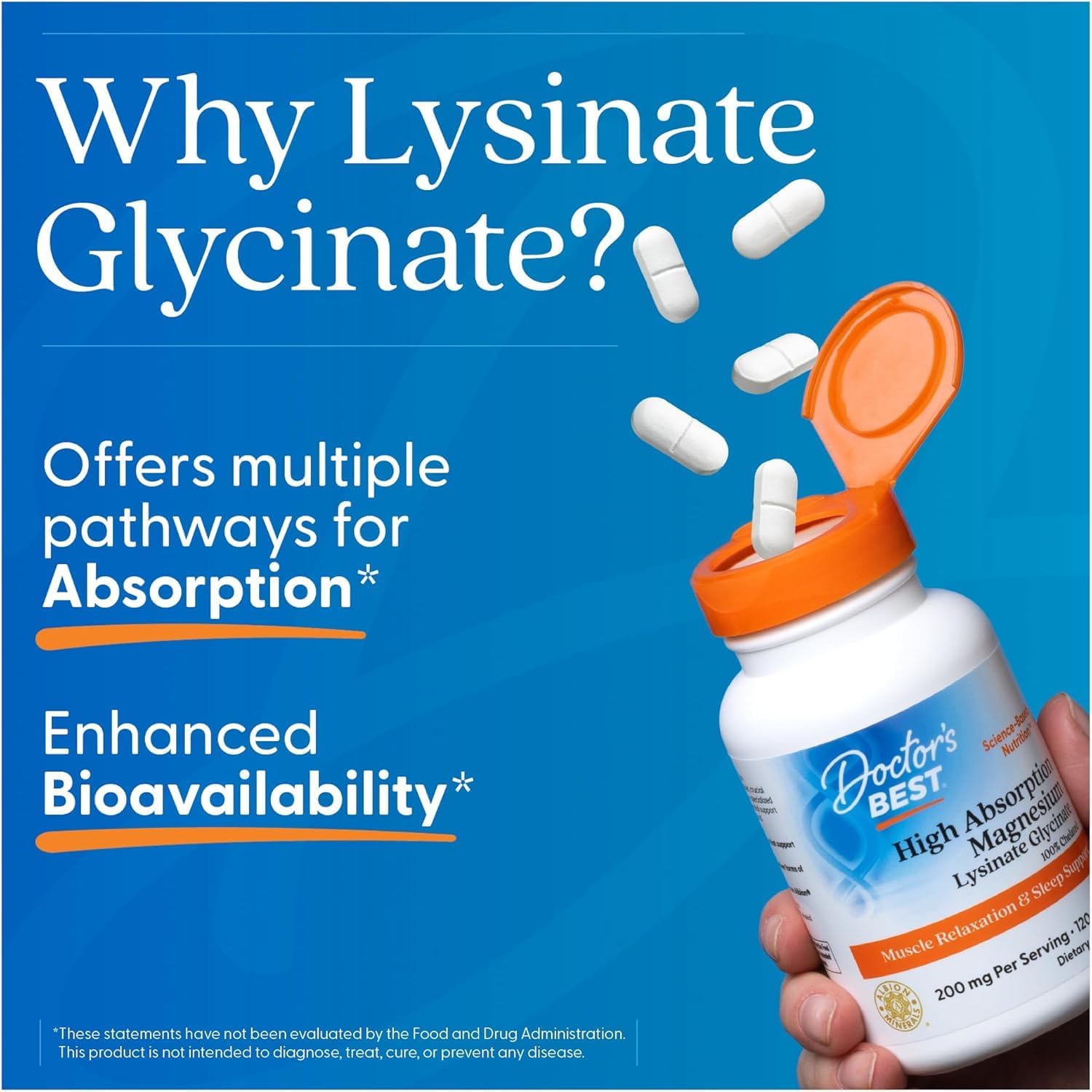 Doctor's Best Magnesium Glycinate High Absorption Chelated 200mg - 120 pcs Tablets - Made in USA_img_2