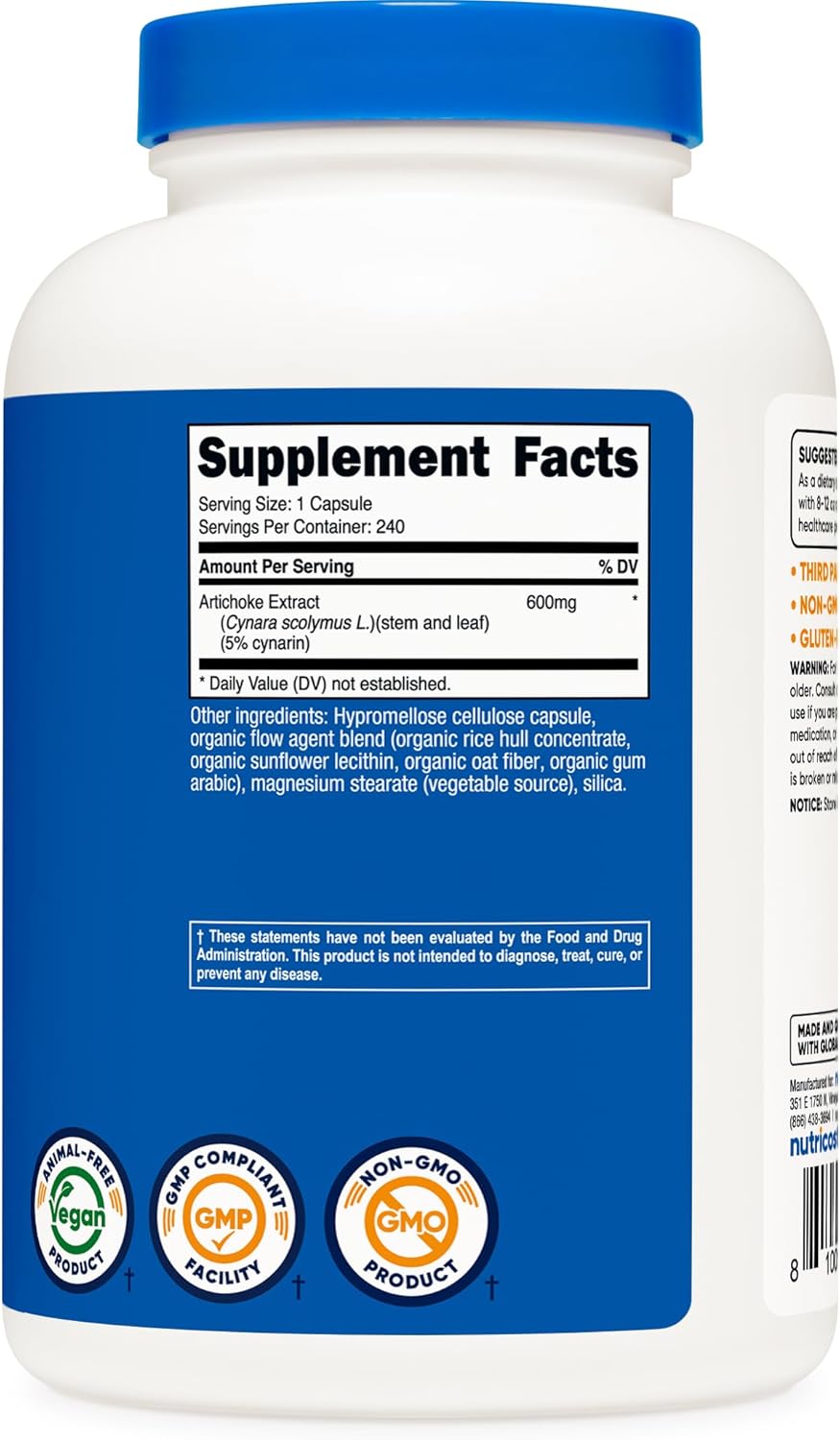 Nutricost Artichoke Extract 600mg, 240 Vegetarian Capsules - Made in USA_img_1