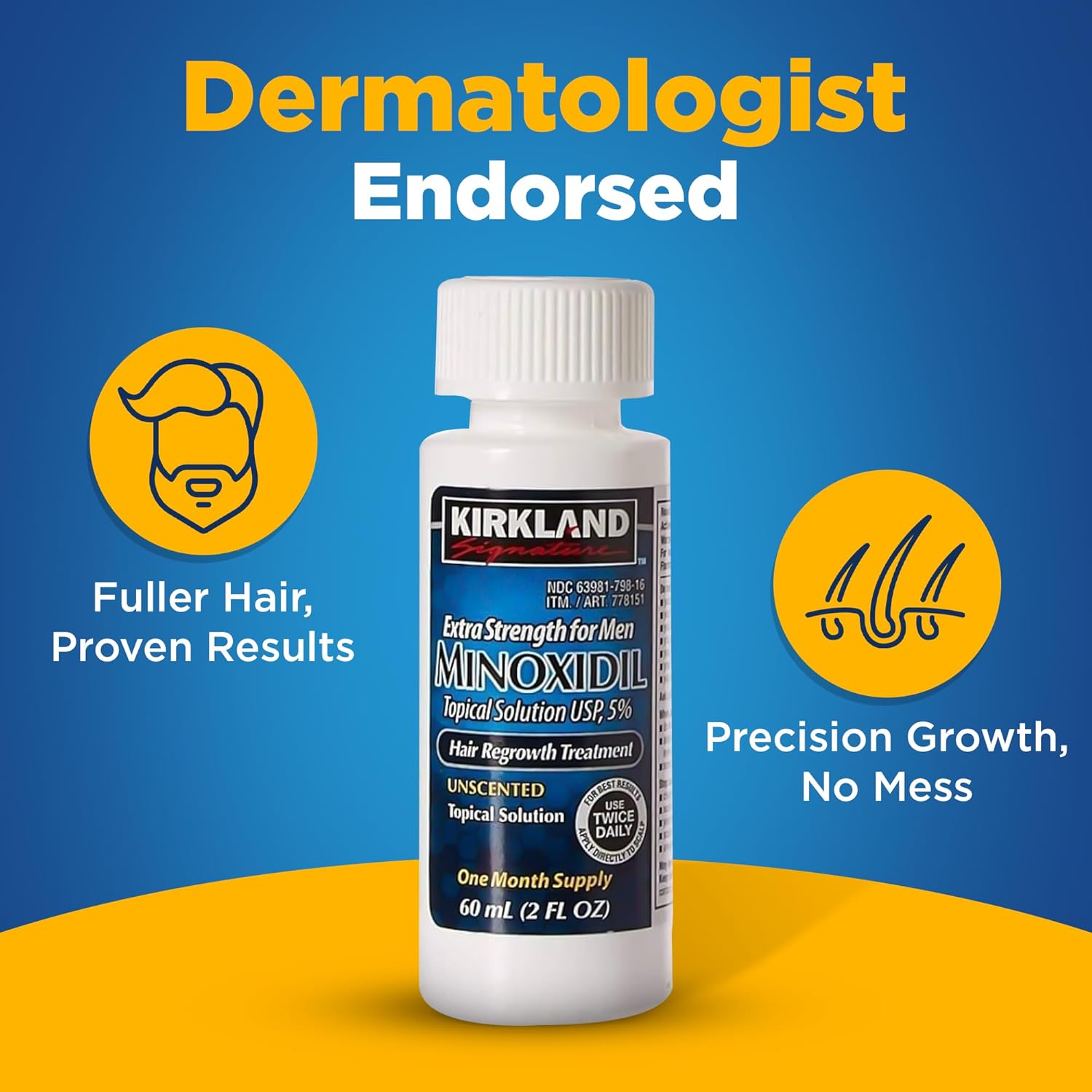 Kirkland Minoxidil 5% For Beard & Hair Growth (One Month Supply/Six Months Supply) Made in USA_img_1