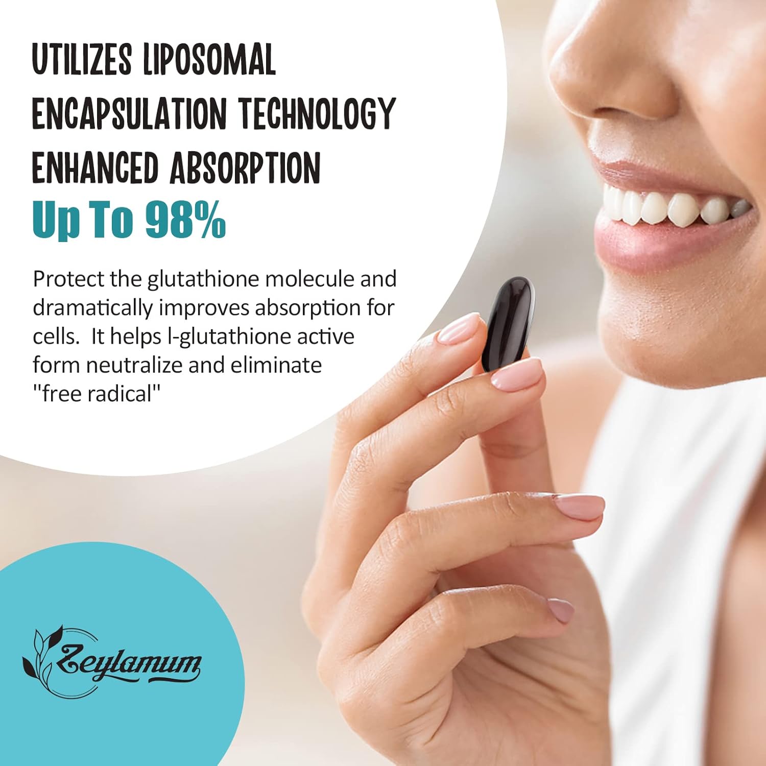 Zeylamum Liposomal Glutathione with Hyaluronic Acid 2400 mg - 60 Softgels - Made in USA_img_4