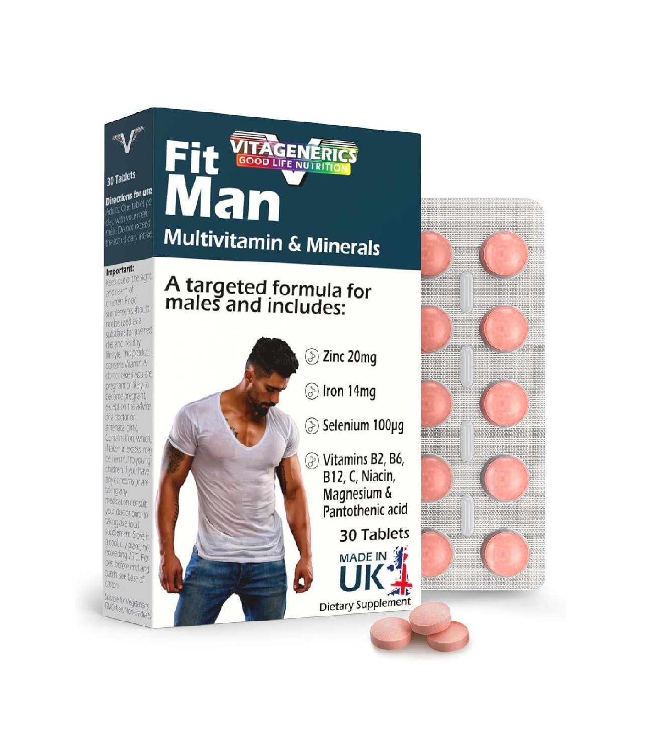 FitMan High Strength Multivitamin & Minerals | 30 Tablets | Made in UK