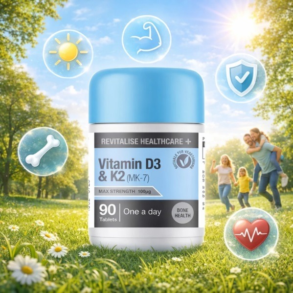 Revitalise Healthcare+ Vitamin D3 & K2 (MK-7) 90 Tablets - Made in UK_img_1