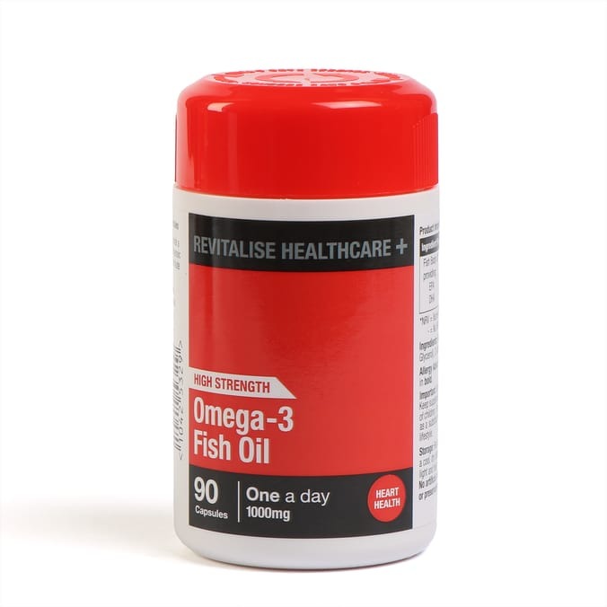 Revitalise Healthcare+ Omega 3 Fish Oil High Strength 1000mg - 90 Capsules - Made in UK