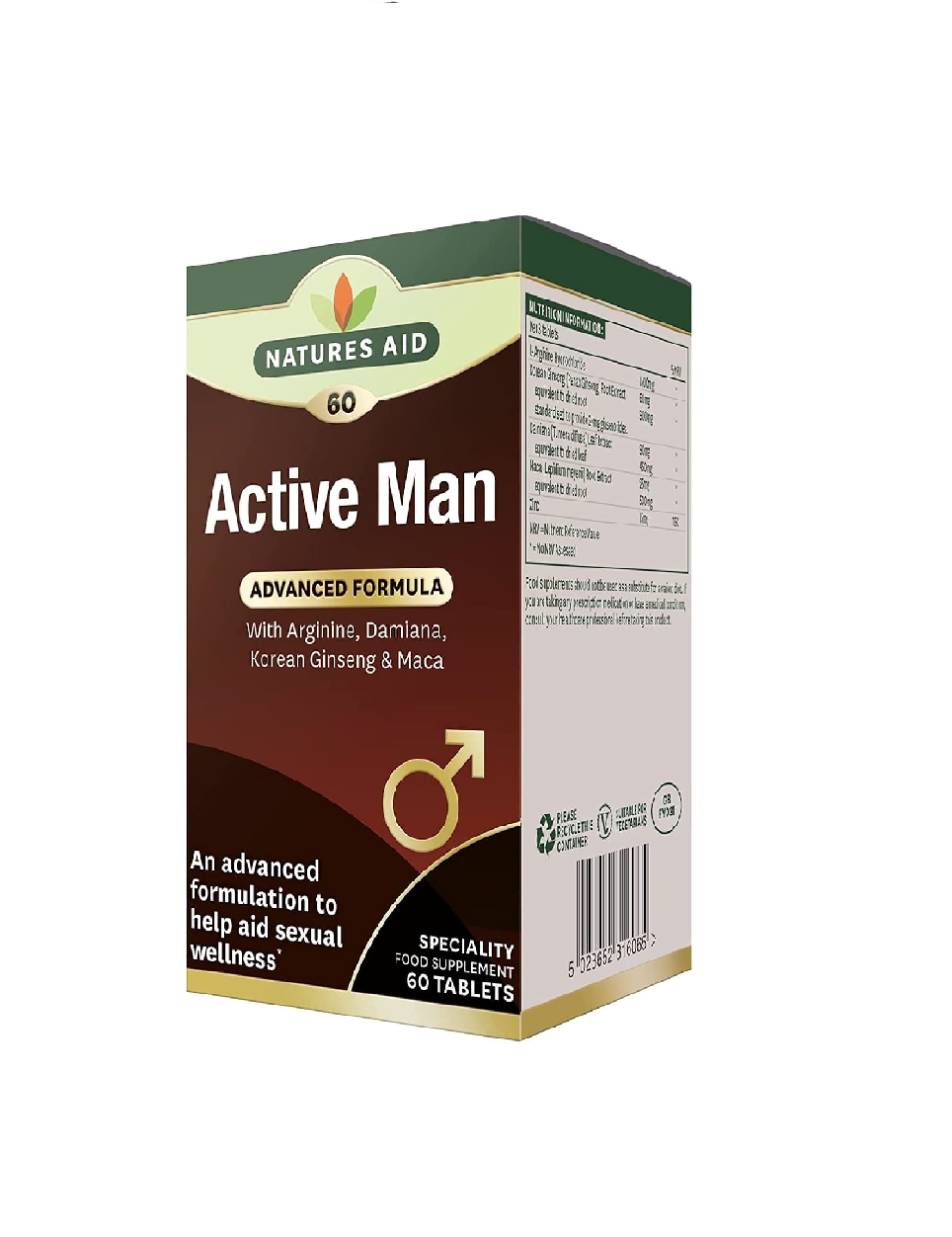 Natures Aid Active Man - 60 Tablets - Made in UK